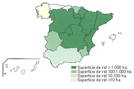 Distribución de las viñas de Garnacha en España